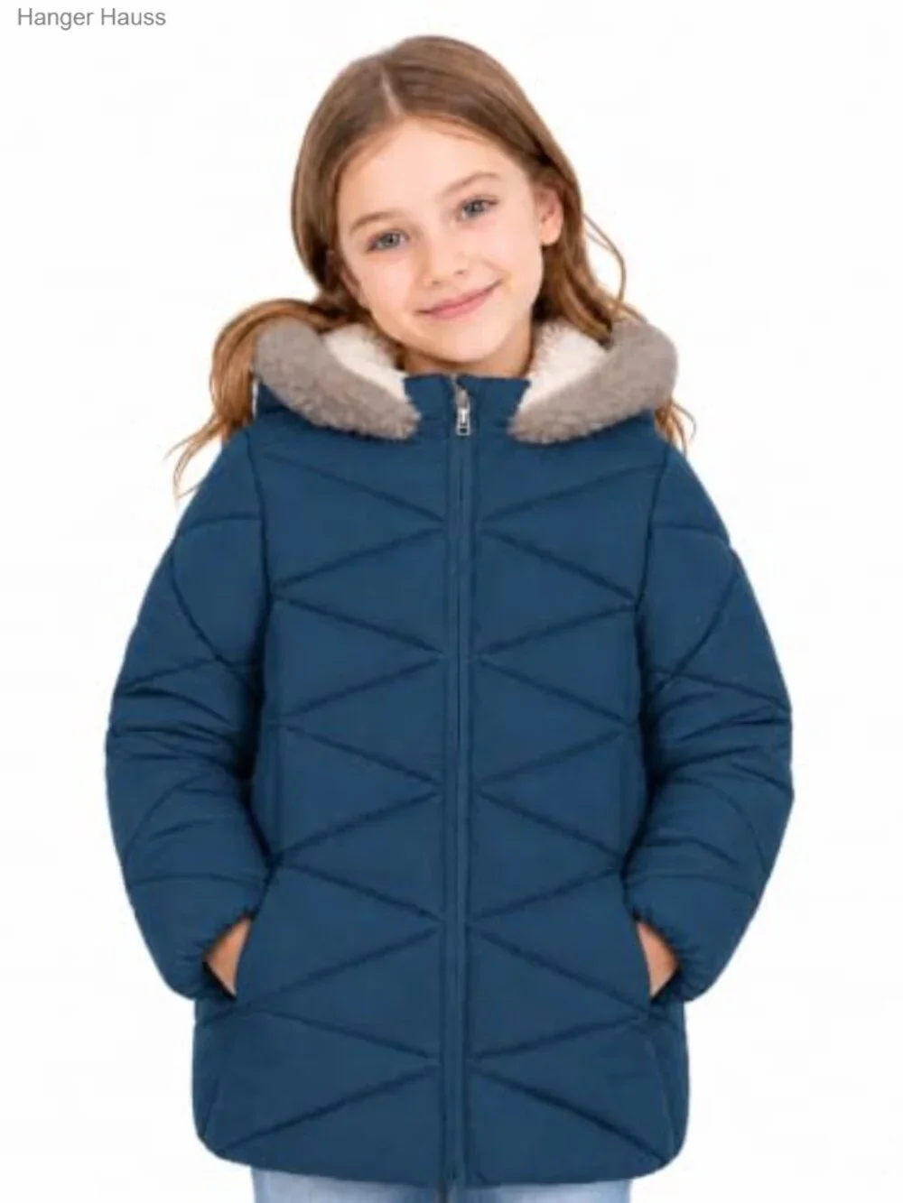 Girls Sherpa Lined Puffer Coat Faux Fur Hood Water-Resistant Winter Parka